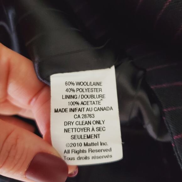 Barbie by David Dixon | Mattel Collaboration Wool Blend Pin Stripe Blazer - Picture 8 of 8